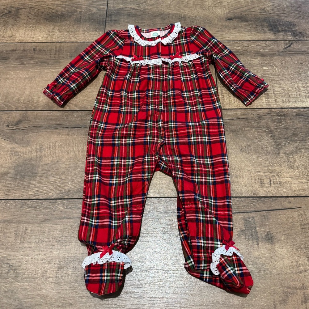 Baby Girls Little Me Plaid Long Sleeve Footie Pajama Coverall: 6-9 Mo *NWOT
